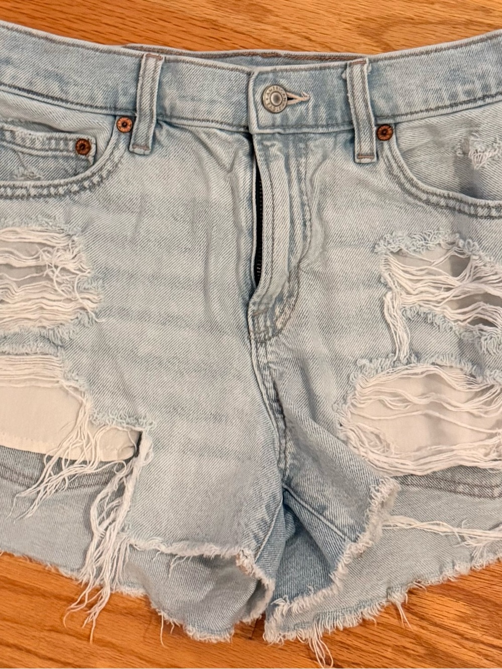 American Eagle Outfitters Light Blue Distressed Denim Cutoff Shorts